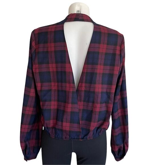 Lovers And Friends Whisper Plaid Chiffon Cropped Top Surplice Neck sz M-L‎ - Picture 1 of 11